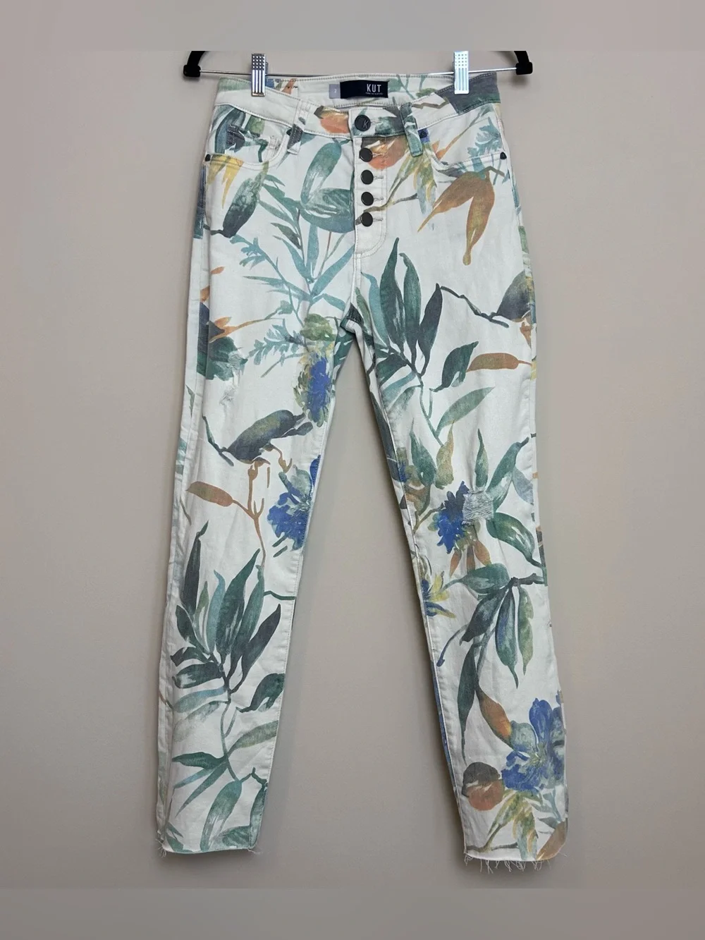 KUT From The Kloth Size 2 Reese Fab Ab High Rise Ankle Straight Jeans Floral